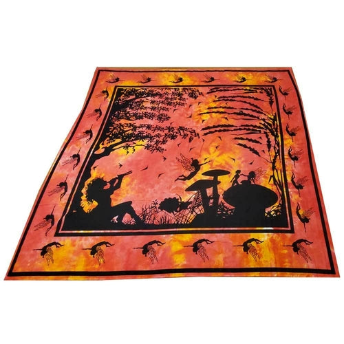 Orange Tie Dye Calling All Fairies Full Size Wall Tapestry - Artisan Home Decor