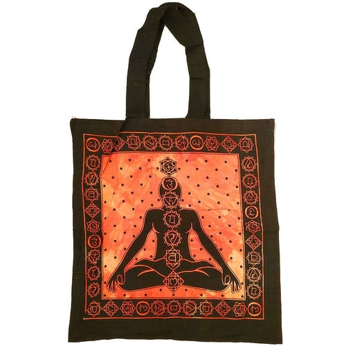 Seven Chakras Avatar Meditation Tie Dye Market Tote Bag Canvas - Spiritual & Wellness