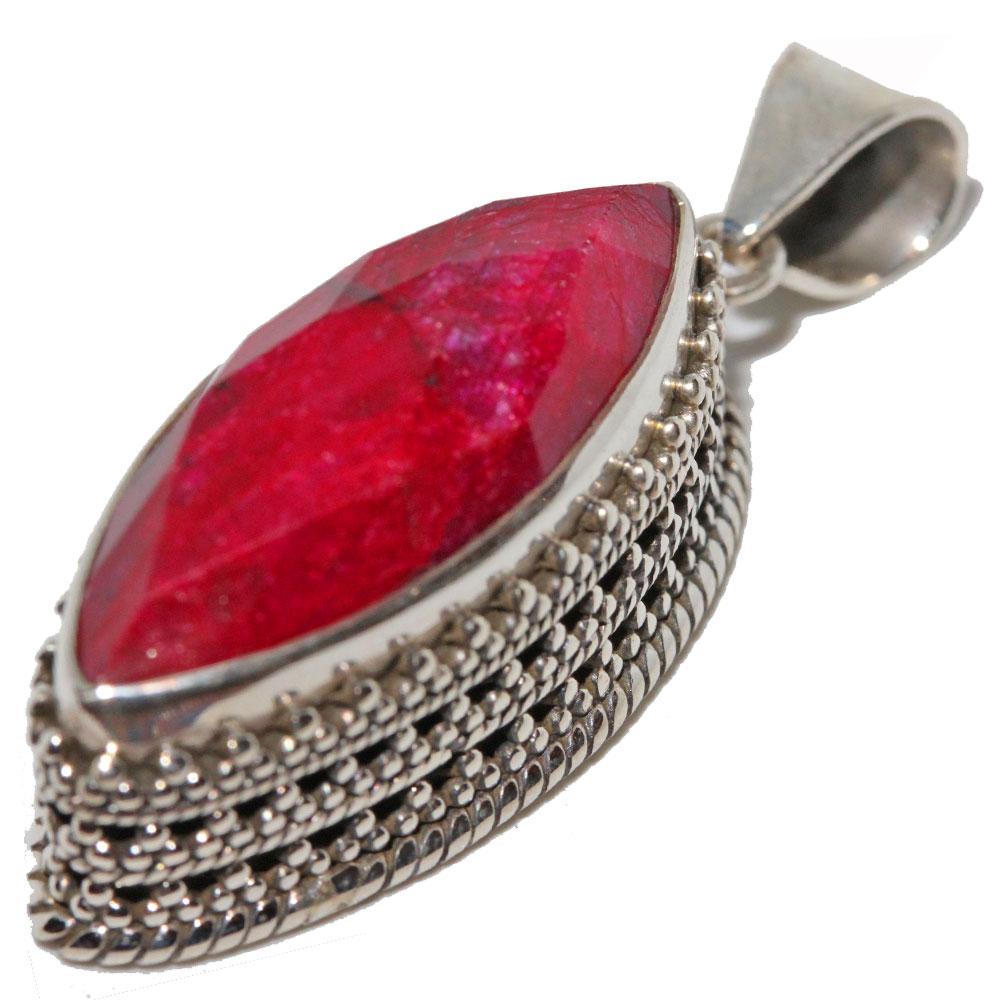 Raw Ruby Marquise Cut Pendant - Crystals & Gemstones