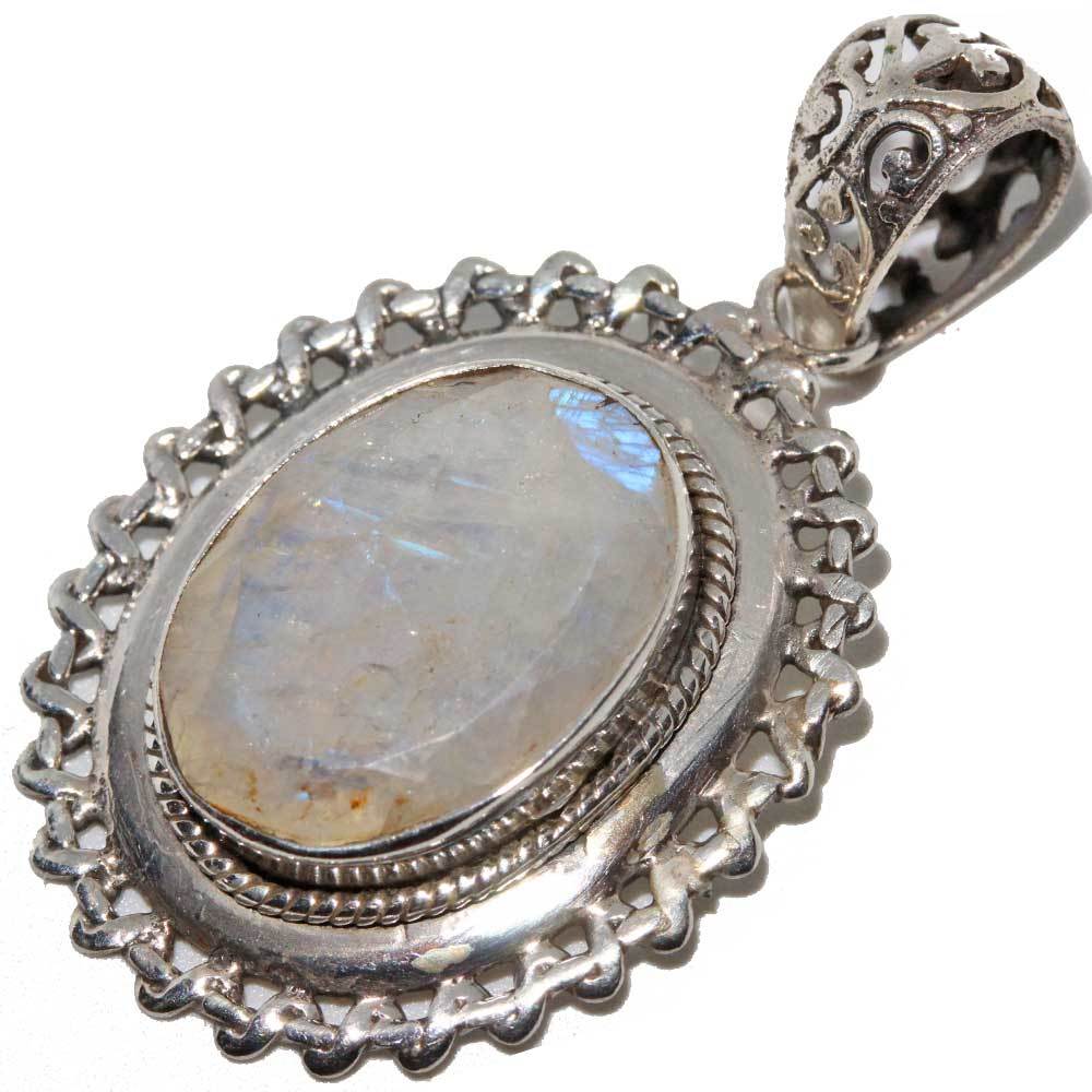 Moonstone Rope-work Wreath Pendant - Artisan Fashion Accessories