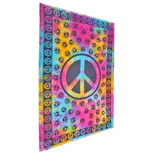 Tie Dye Peace Sign Tapestry - Artisan Home Décor