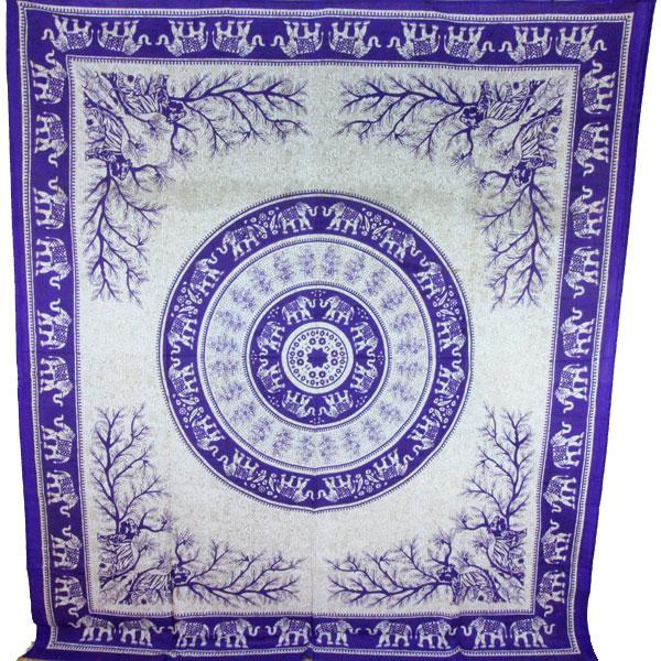 Purple Tigers & Elephants Majestic Beasts Tapestry - Spiritual & Wellness