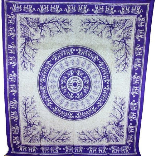 Purple Tigers & Elephants Majestic Beasts Tapestry - Spiritual & Wellness