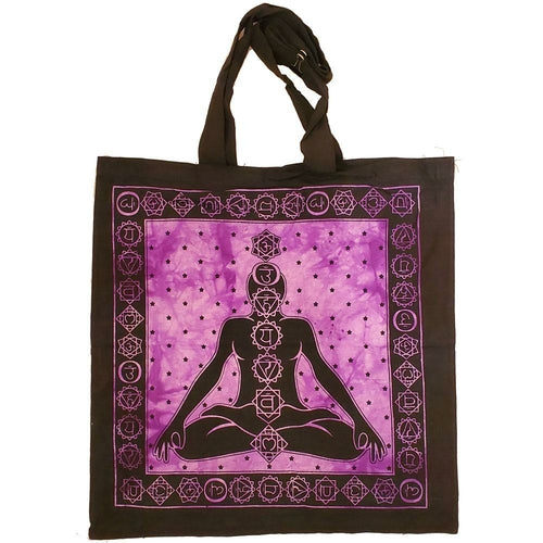 Seven Chakras Avatar Meditation Tie Dye Market Tote Bag Canvas - Spiritual & Wellness