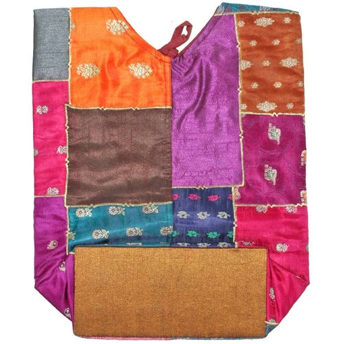 Raw Silk and Silk Embroidery Art Banquet Floral Patchwork Shoulder Bag - Artisan Fashion Accessories