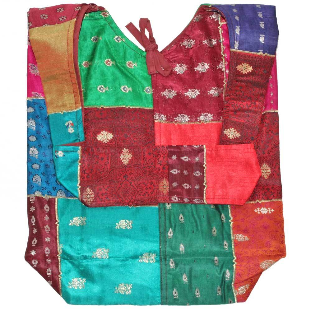 Raw Silk Embroidery Floral Patchwork Bag - Artisan Fashion Accessories