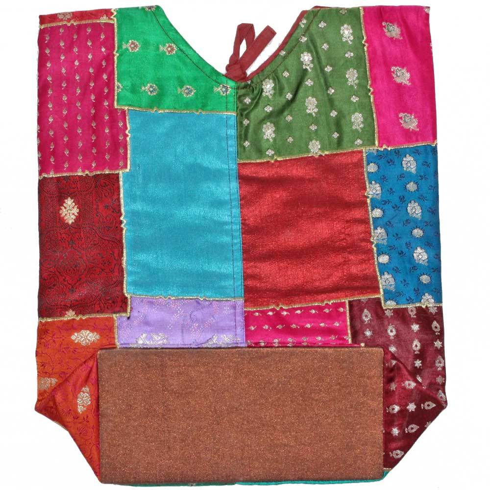 Raw Silk Embroidery Floral Patchwork Bag - Artisan Fashion Accessories