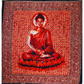 Red Buddha Meditation Batik Style Tapestry - Spiritual & Wellness