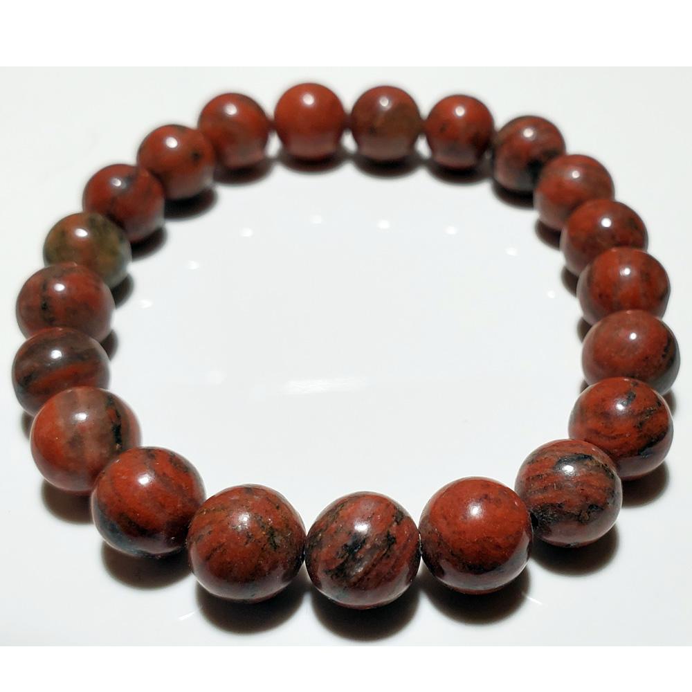 8mm Red Jasper Beaded Elastic Stretch Bracelet - Spiritual & Wellness