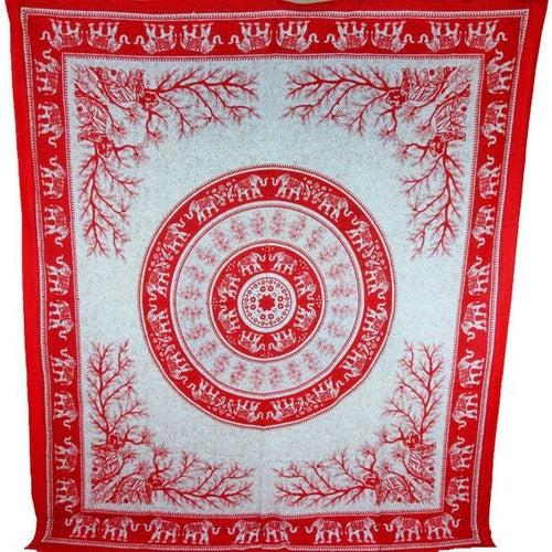Red Tigers & Elephants Majestic Beasts Tapestry - Artisan Home Décor