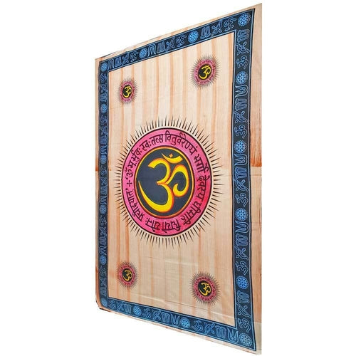 Aum Shanti Yoga Brushstroke Tapestry - Spiritual & Wellness