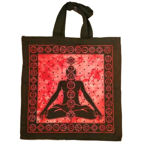 Seven Chakras Avatar Meditation Tie Dye Market Tote Bag Canvas - Spiritual & Wellness