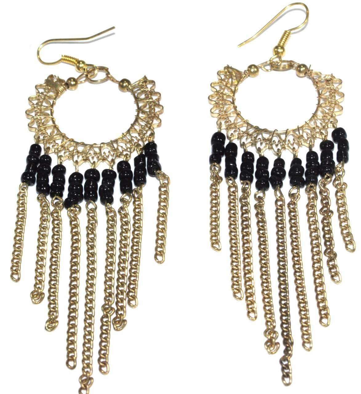 Jaali Chains and Filigree Beaded Earrings - Artisan Fashion Accessories