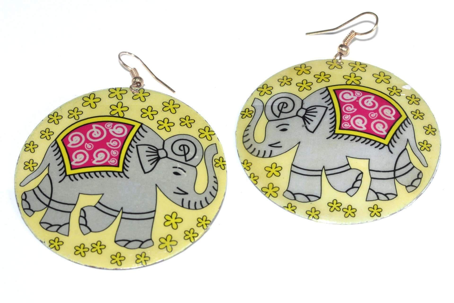 Good Luck Elephant Mother of Pearl Earrings - Artisan Fashion Accessories