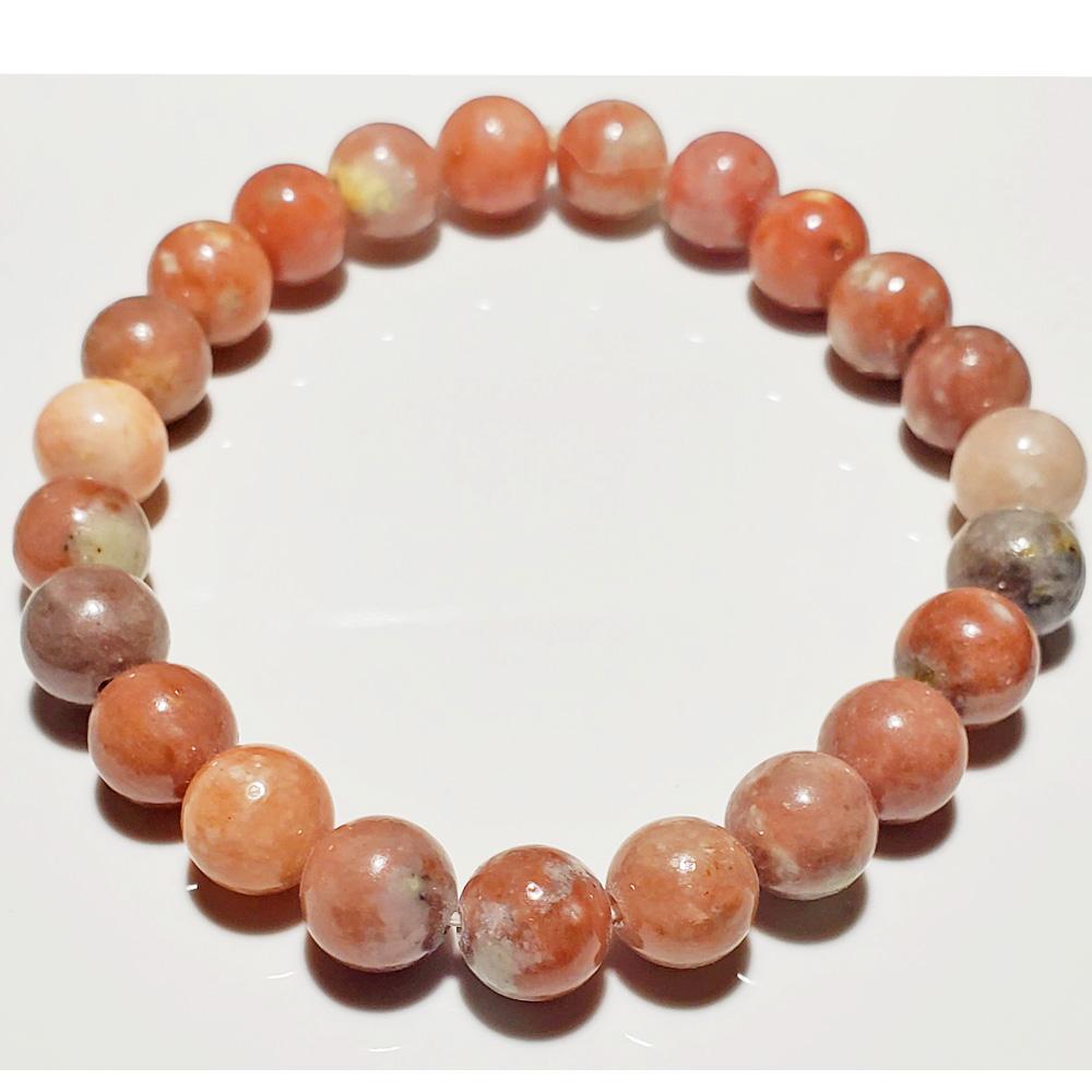 8mm Rhodochrosite Beaded Elastic Stretch Bracelet - Spiritual & Wellness