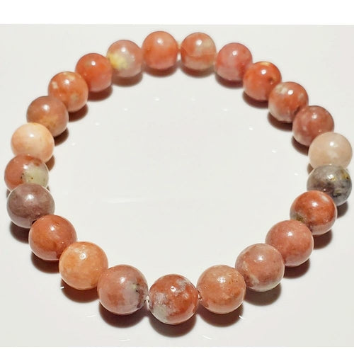 8mm Rhodochrosite Beaded Elastic Stretch Bracelet - Spiritual & Wellness