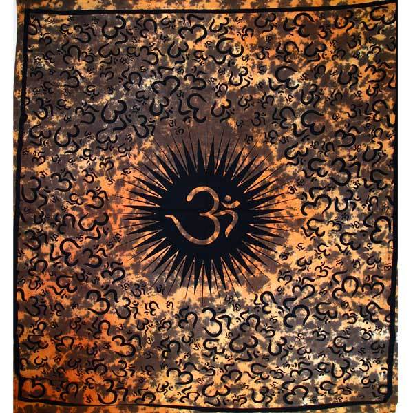 Saffron Om Echoes Tapestry - Spiritual & Wellness