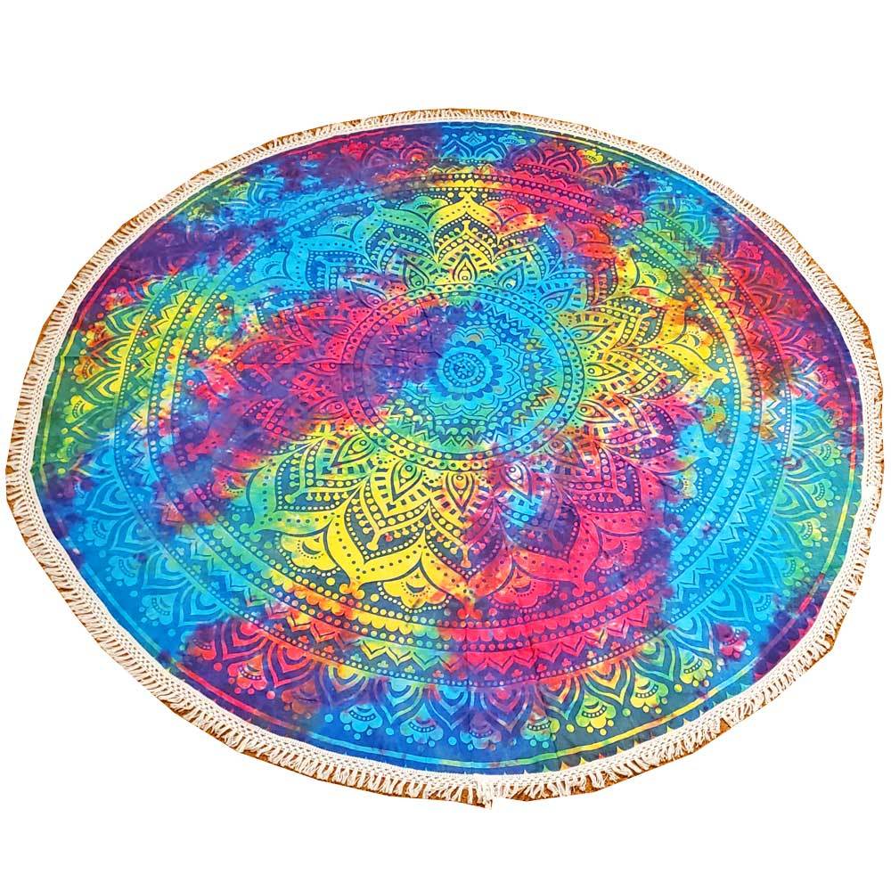 Tie Dye Ombre Round Star Mandala Crochet Tapestry Wall Art - Artisan Home Decor
