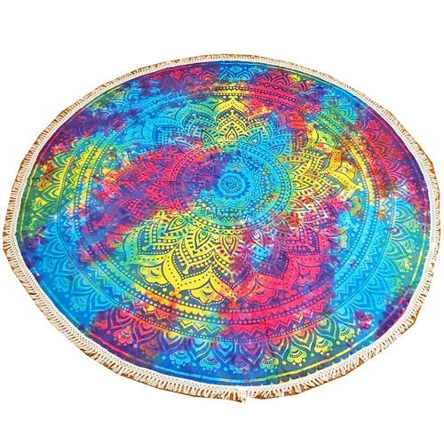 Tie Dye Ombre Round Star Mandala Crochet Tapestry Wall Art - Artisan Home Decor
