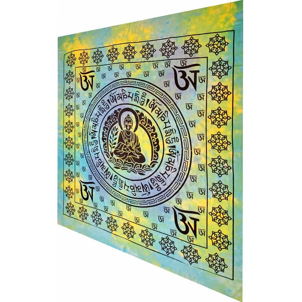 Buddhist Om Symbol Full Size Tapestry Wall Hanging with Seven Chakras - Spiritual & Wellness