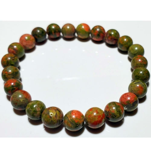 8mm Unakite Beaded Elastic Stretch Bracelet - Spiritual & Wellness