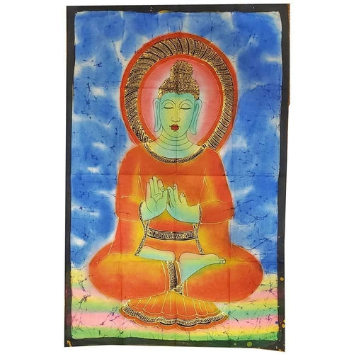 Buddha Teaching Double Lotus Position Meditation Hand Painted - Spiritual & Wellness
