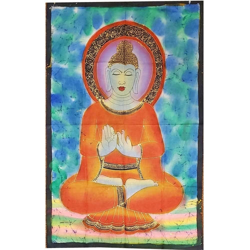 Buddha Teaching Double Lotus Position Meditation Hand Painted - Spiritual & Wellness