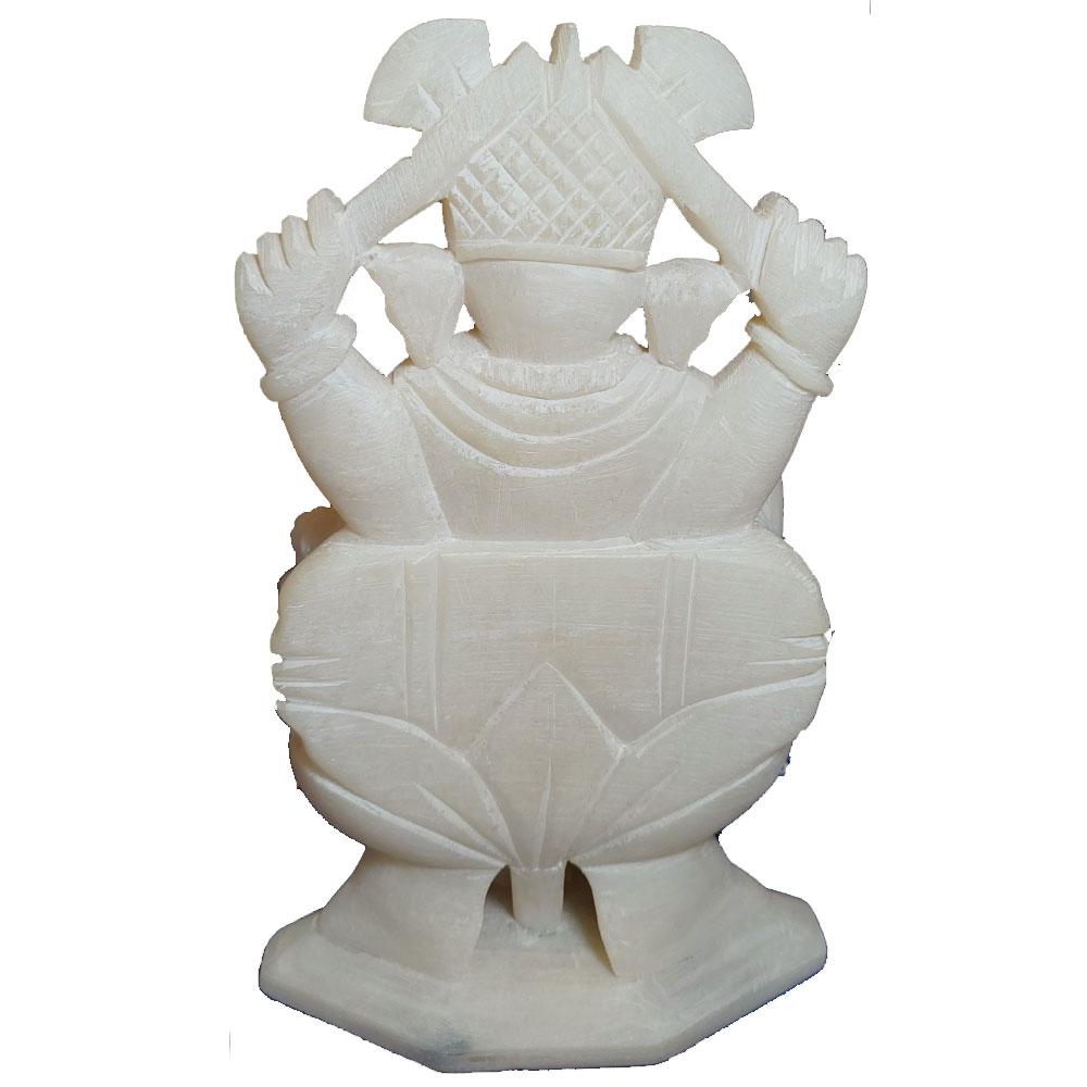 Small White Marble Texture Ganesha Statue Sculpture - Spiritual & Wellness