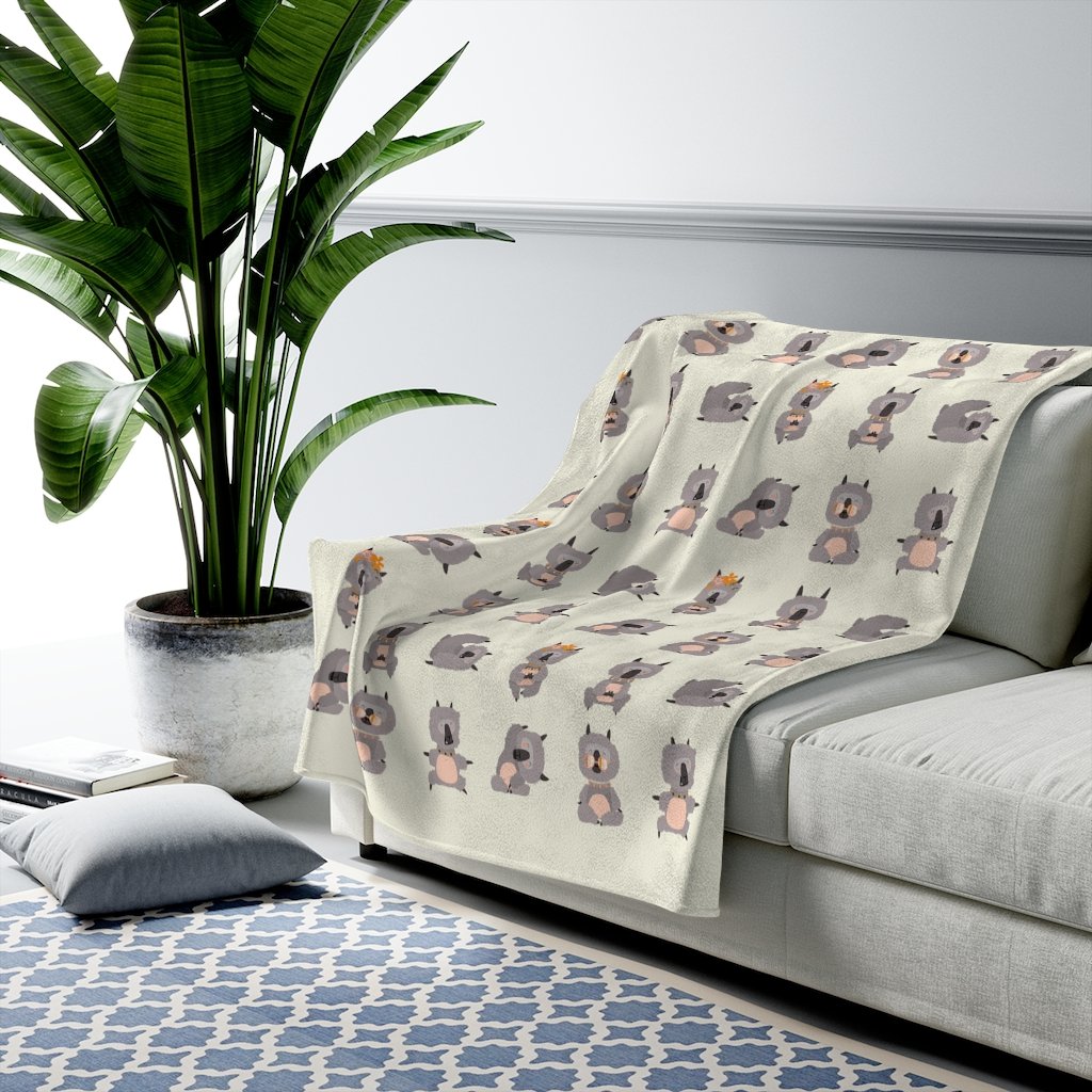 Llama Yoga Poses Velveteen Plush Blanket - Artisan Home Decor