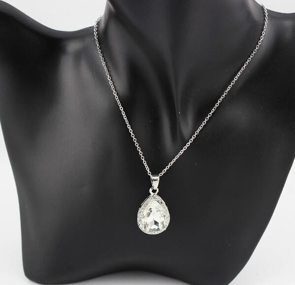 Large Crystal Teardrop Pendant Necklace - Artisan Fashion Accessories