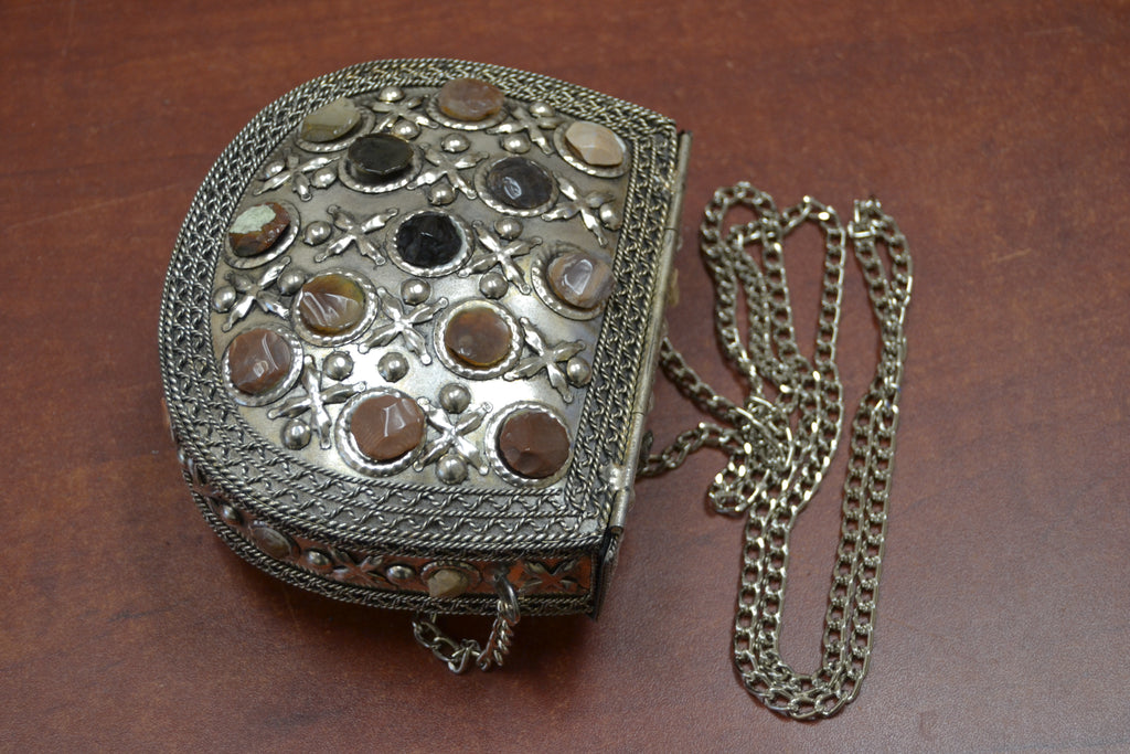 Gemstone Brass Clutch Purse - Artisan Fashion Accessories