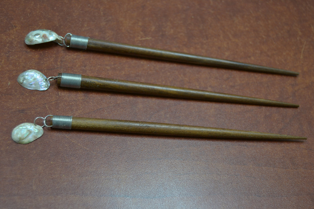 Red Abalone Shell Hairsticks – 3 Pack - Artisan Fashion Accessories