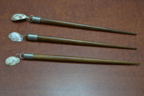 Red Abalone Shell Hairsticks – 3 Pack - Artisan Fashion Accessories