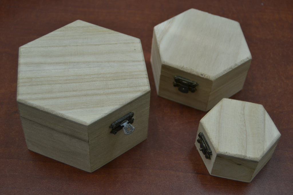 Handmade Wood Boxes – 3 Piece Set - Home Office & Gifts