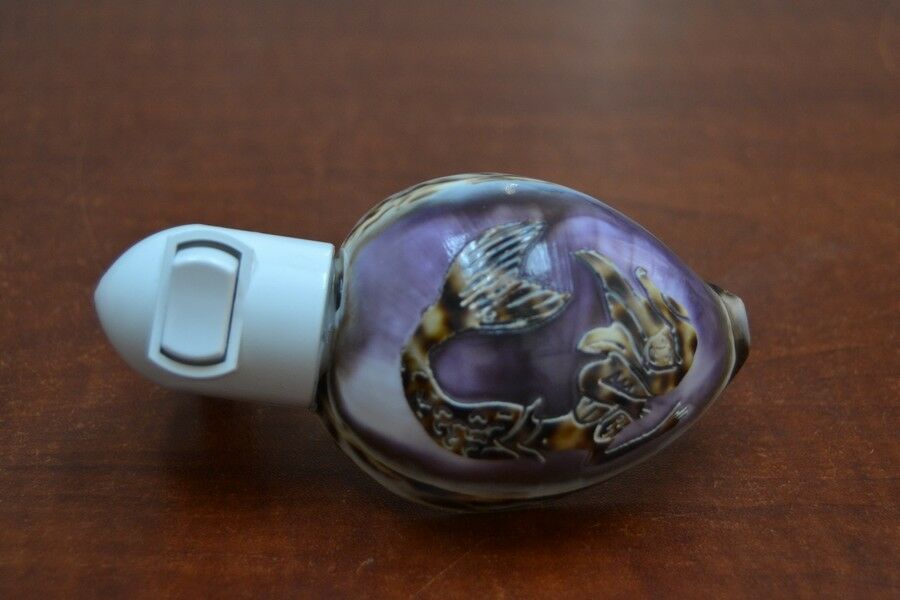 Purple Mermaid Shell Nightlight - Coastal Home Décor