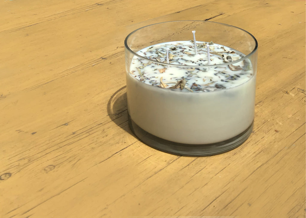 Lavender & White Sage 3-Wick Soy Candle - Sacred Smudging & Cleansing