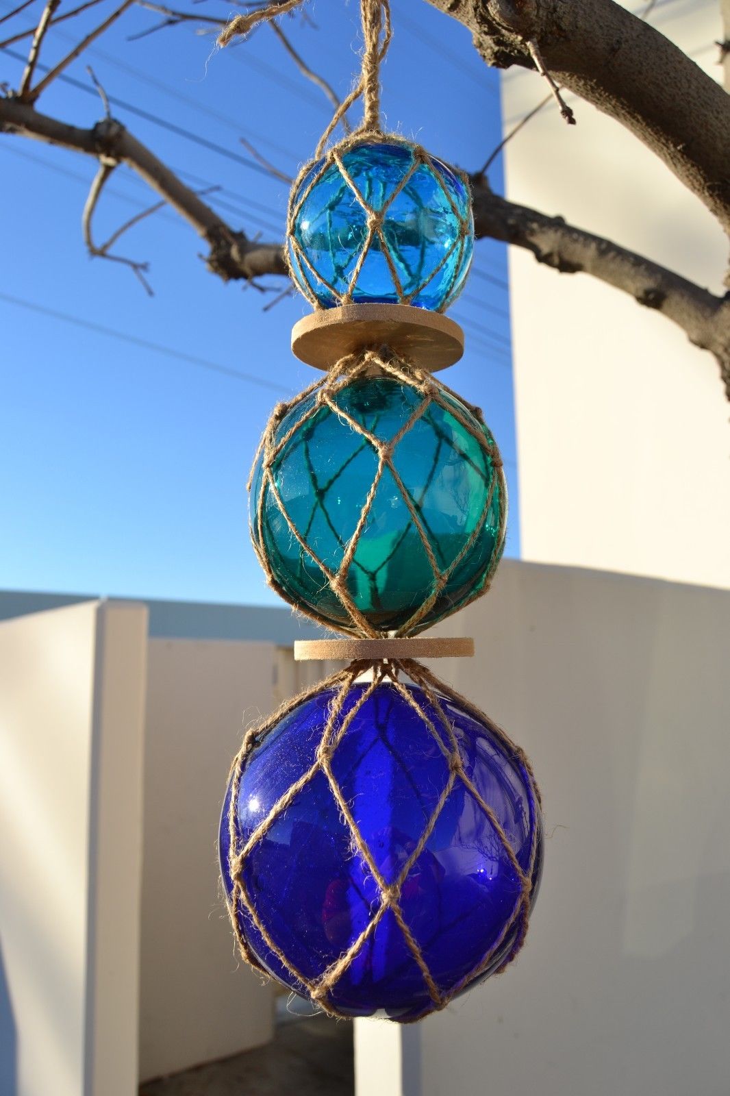 Glass Fishing Float Trio - Coastal Home Décor