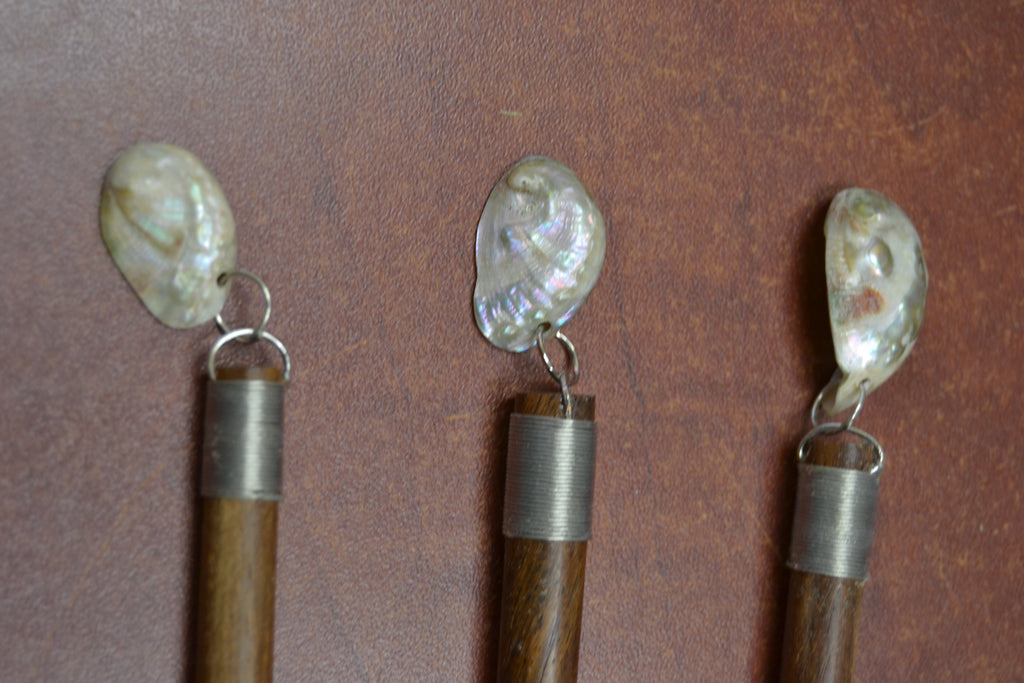 Red Abalone Shell Hairsticks – 3 Pack - Artisan Fashion Accessories