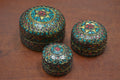 Turquoise Coral Nepal Trinket Boxes – 3 Pack - Home Office & Gifts
