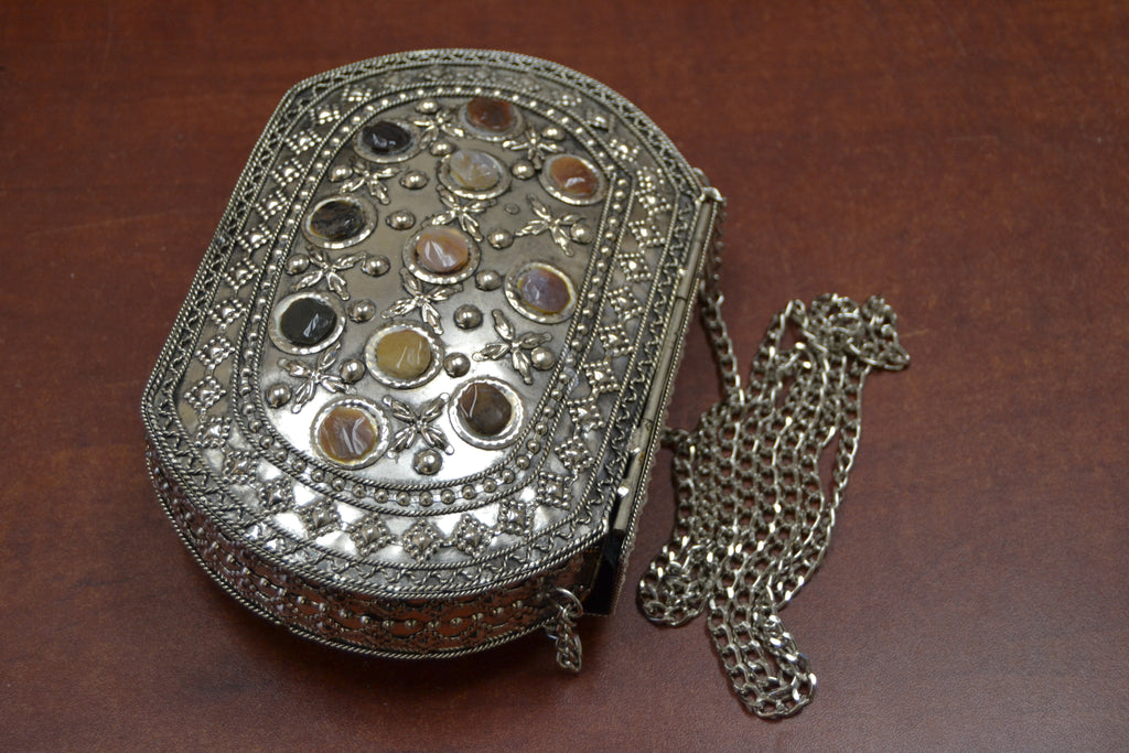 Gemstone Brass Clutch Purse - Artisan Fashion Accessories