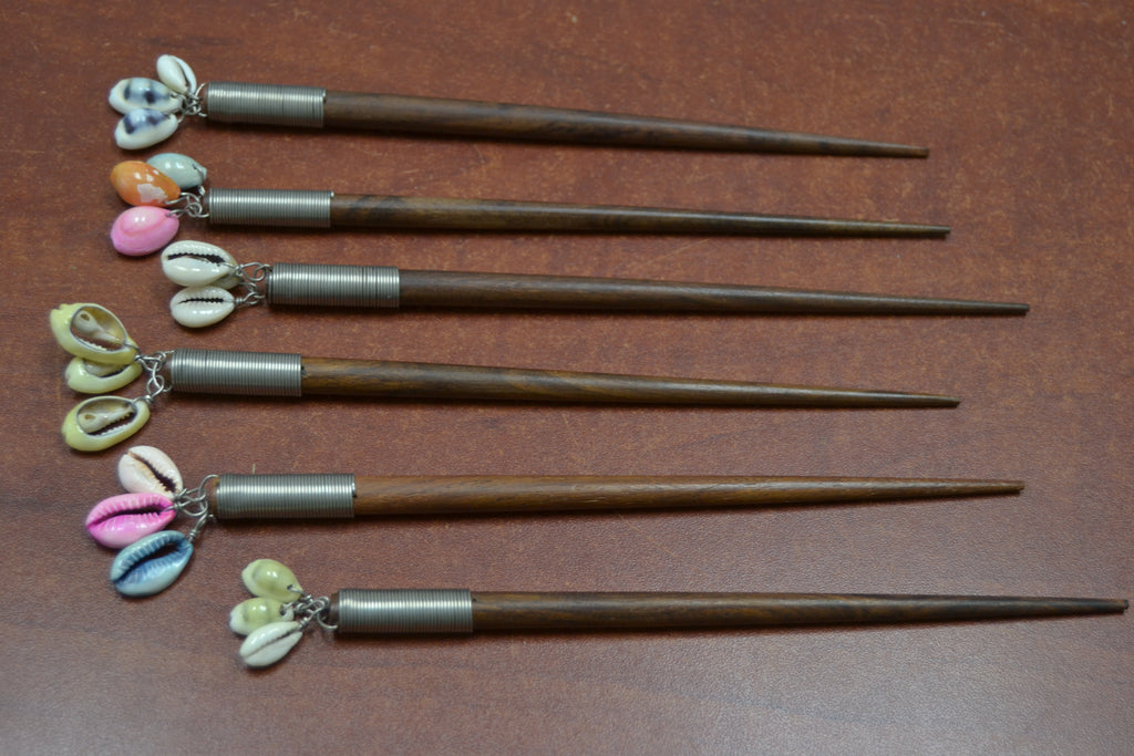 Cowrie Shell Hairsticks – 6 Pack - Artisan Fashion Accessories