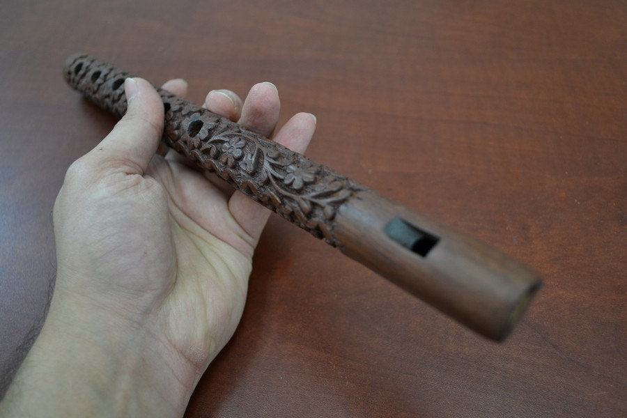 Carved Wood Flute 12" - Musical & Artisan Crafts