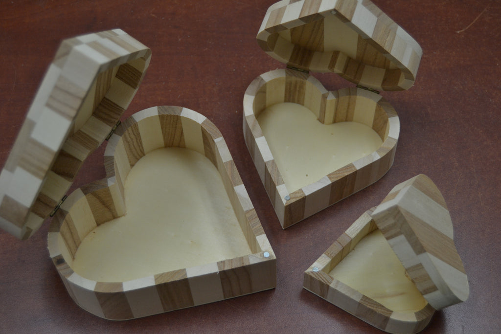 Heart Wood Boxes – 3 Piece Set - Home Office & Gifts