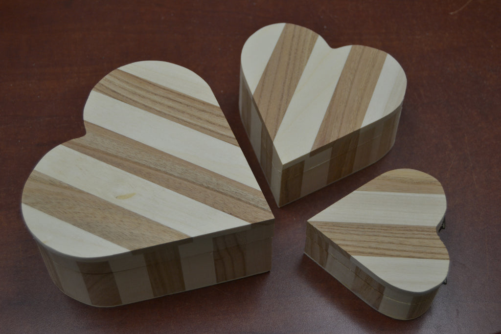 Heart Wood Boxes – 3 Piece Set - Home Office & Gifts