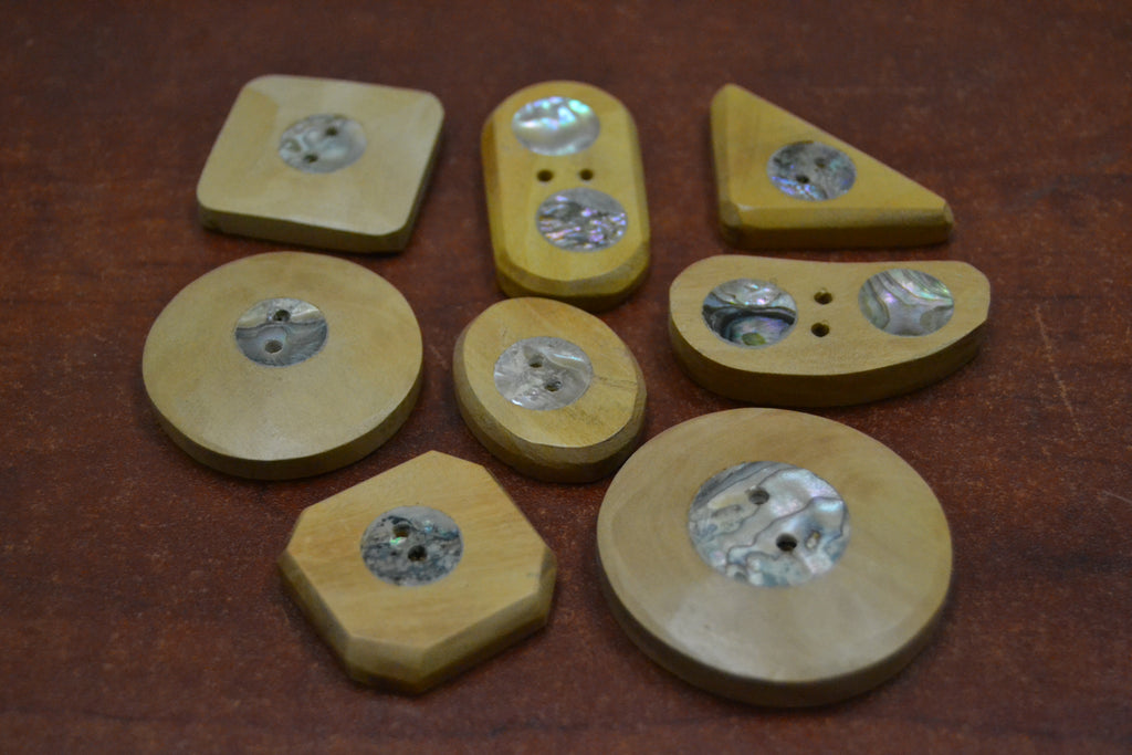 Wood Abalone Shell Buttons – 8 Piece Set - Artisan Craft Supplies