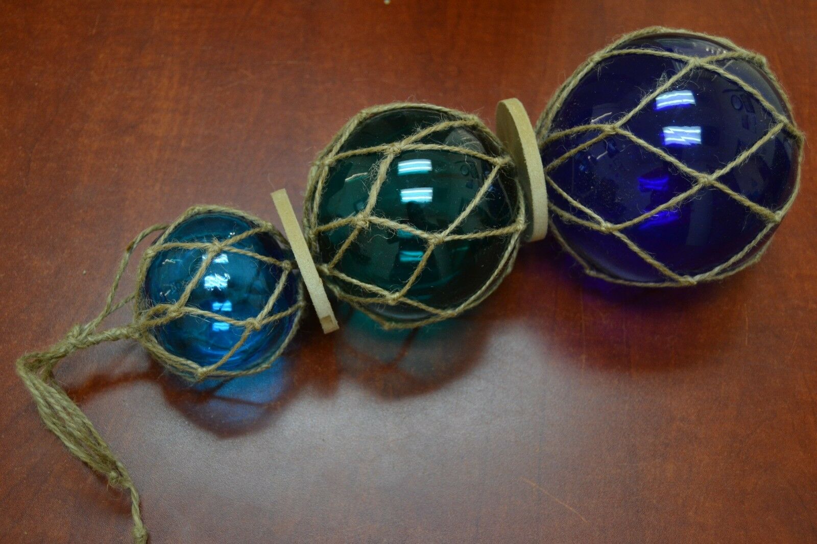 Glass Fishing Float Trio - Coastal Home Décor