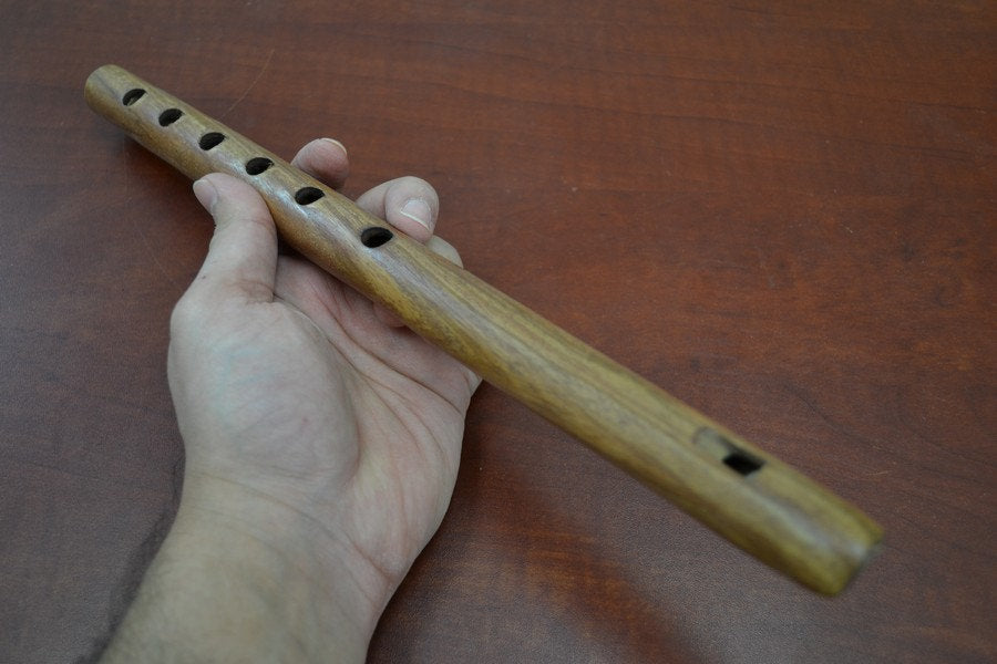 Brown Carved Wood Flute 12" - Musical & Artisan Crafts