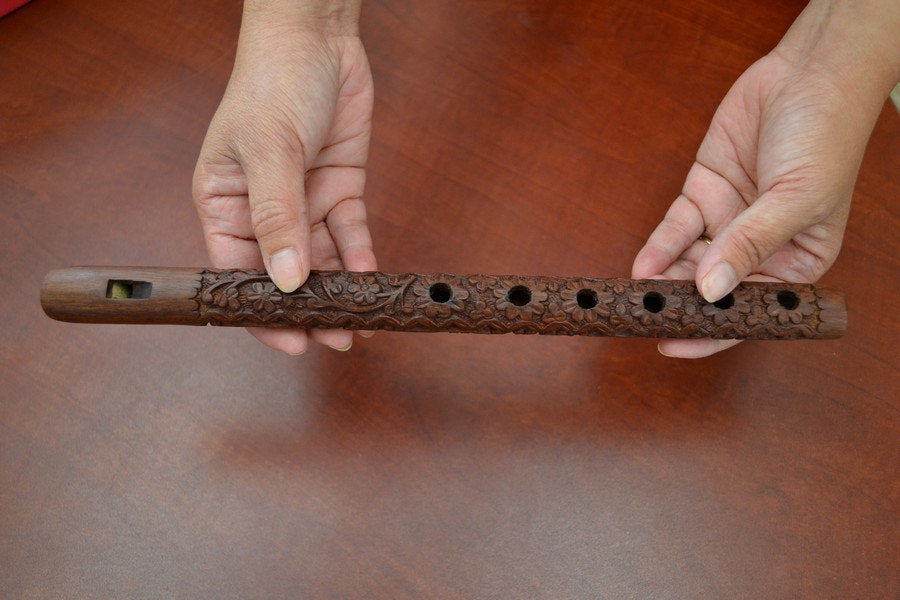 Carved Wood Flute 12" - Musical & Artisan Crafts