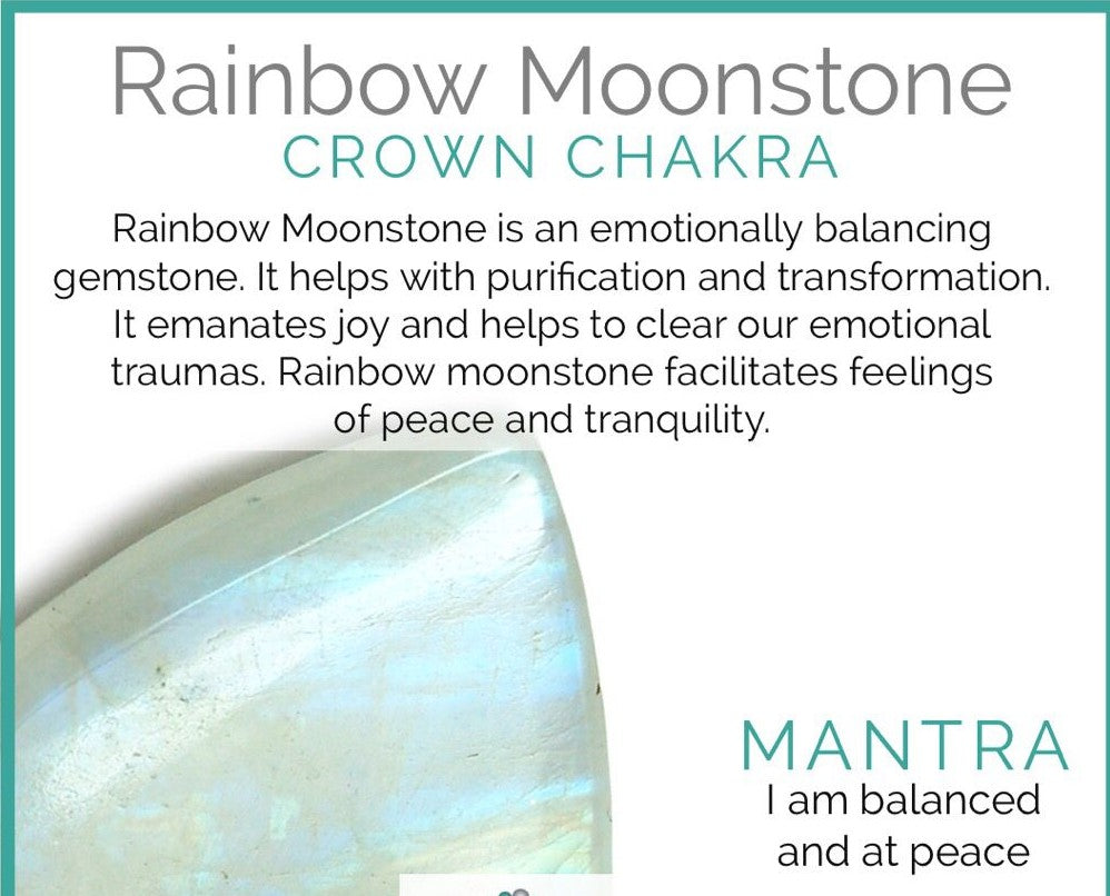 Rainbow Moonstone & Crystal Quartz Stretch Bracelet Genuine Crystals - Spiritual & Wellness