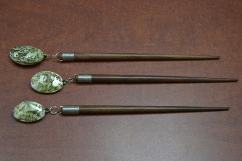 Green Abalone Shell Hairsticks – 3 Pack - Artisan Fashion Accessories